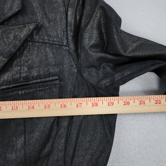 Coldwater Creek Jacket Womens 8 Petite Black Gold Embroidered Shaped Lightweight - Picture 3 of 11